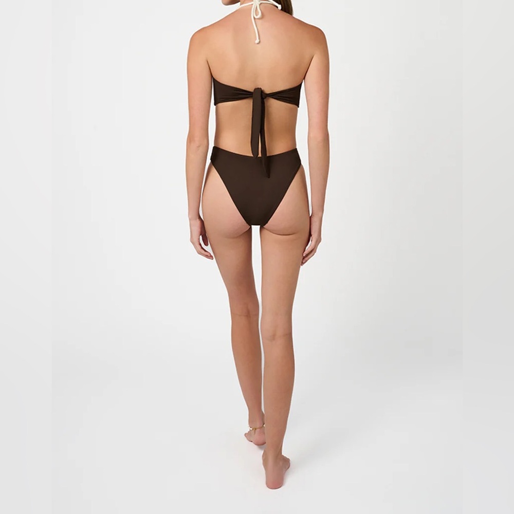 WeWoreWhat Brown Strapless Bikini Set with Cream Tie - Picture 6 of 6
